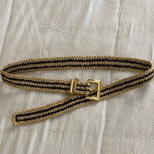 J. Crew Black and Gold Woven Stripe Belt